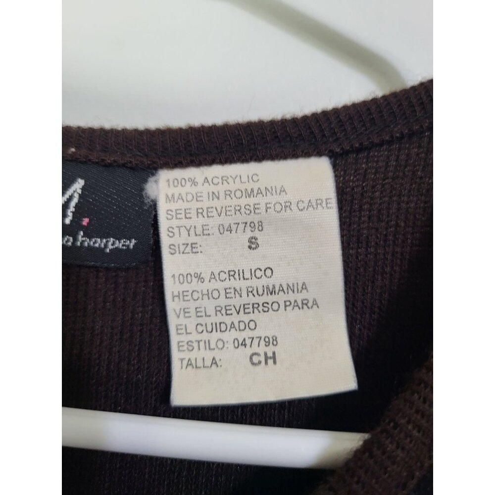VTG MHM Melissa Harper Mock Sweater Dress Long Grunge Skater 90s Brown Black - Picture 6 of 11